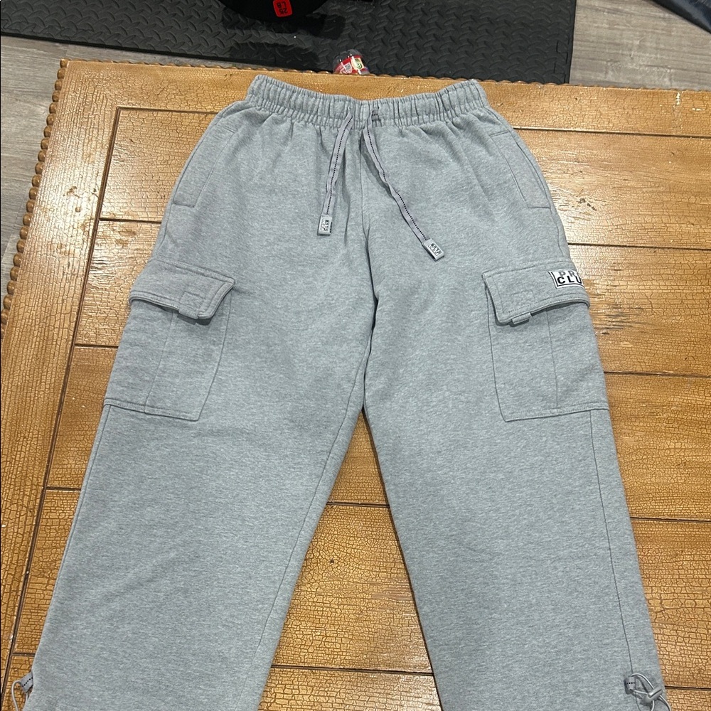 Proclub Heavyweight Men's Cargo Sweatpants, Grey, Size Medium